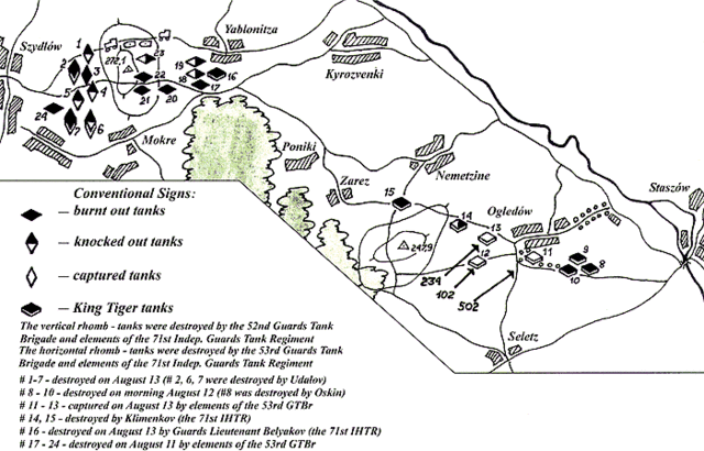 Mapa en el que se observa la ubicación de los alcanzados por Oskin, nº 8, destrucción total, 9 y 10