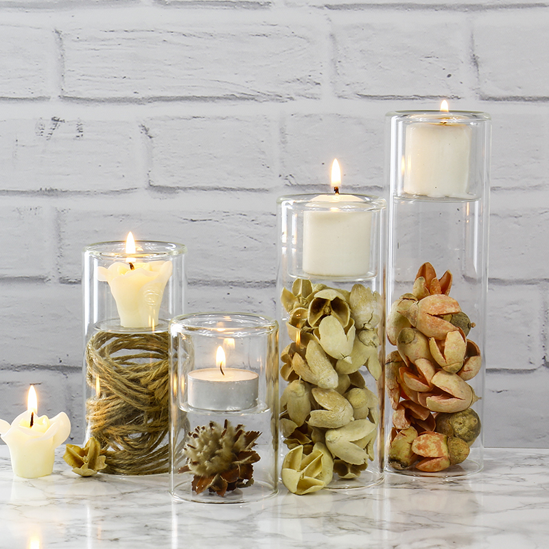 Cylinder Glass Tealight Candle Holders 